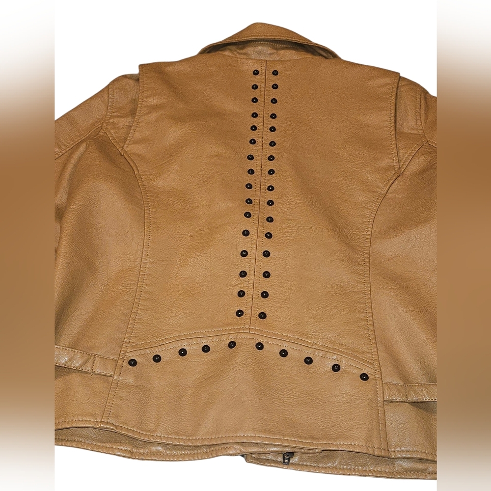Colleen Lopez Polyurethane Jacket with Stud Accents Brown Size L Exellent - Picture 6 of 11